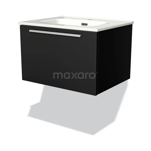 Modulo Vanity units with basin | 60 cm Matte black Flat front Ceramic 1 drawer BMW11-01079