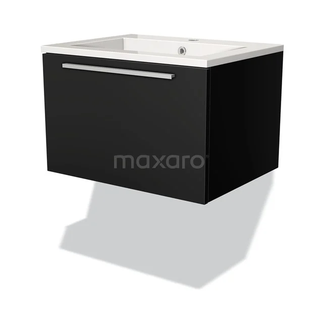 Modulo Vanity units with basin | 60 cm Matte black Flat front Mineral marble 1 drawer BMW11-01084