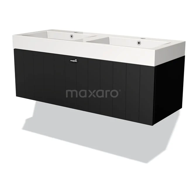 Black wooden Bathroom unit with vanity units with basin, sleek design, ideal for modern bathrooms with extra storage space.