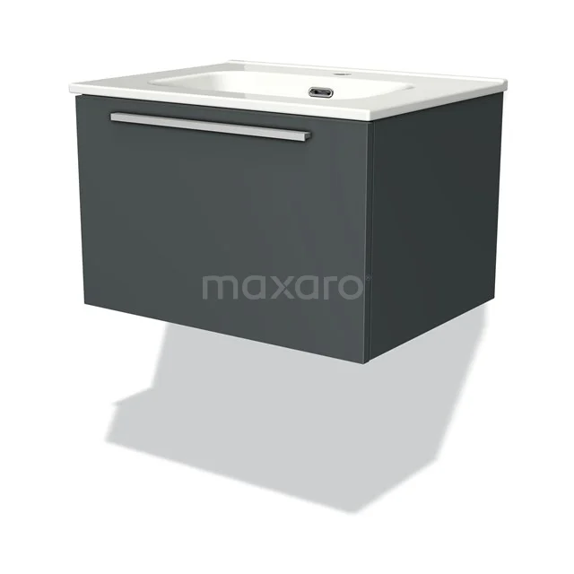 Modulo Vanity units with basin | 60 cm Dark grey Flat front Ceramic 1 drawer BMW11-01421