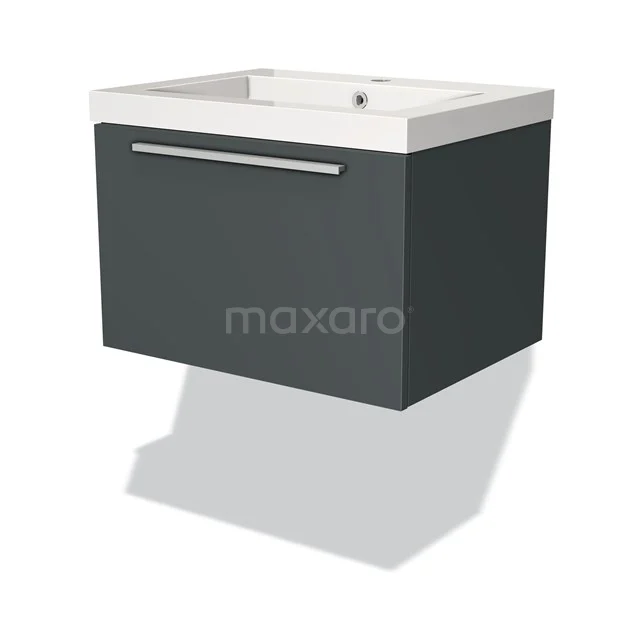 Modulo Vanity units with basin | 60 cm Dark grey Flat front Mineral marble 1 drawer BMW11-01425