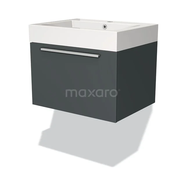 Modulo Vanity units with basin | 60 cm Dark grey Flat front Mineral marble 1 drawer BMW11-01427