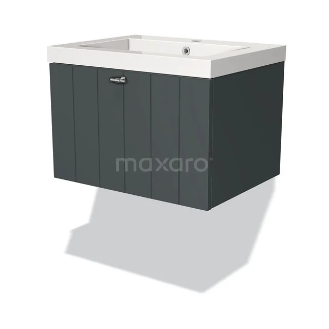 Modulo Vanity units with basin | 60 cm Dark grey Slat front Mineral marble 1 drawer BMW11-01436
