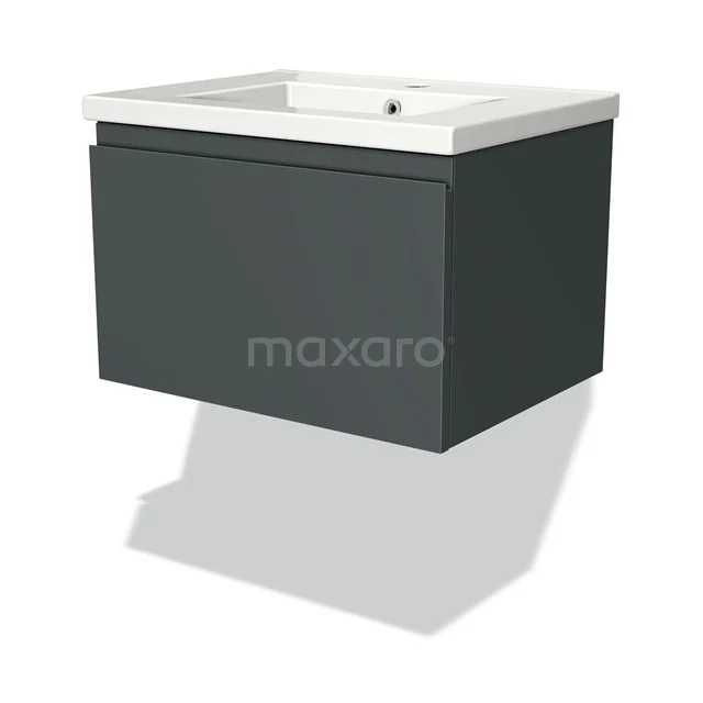 Modulo Vanity units with basin | 60 cm Dark grey Handle-less front Ceramic 1 drawer BMW11-01441