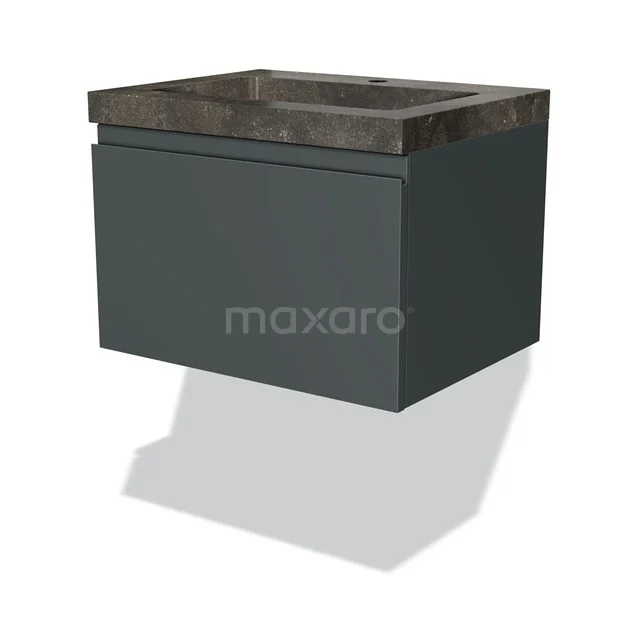 Modulo Vanity units with basin | 60 cm Dark grey Handle-less front Natural stone 1 drawer BMW11-01445