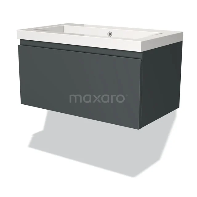 Modulo Vanity units with basin | 80 cm Dark grey Handle-less front Mineral marble 1 drawer BMW11-01482
