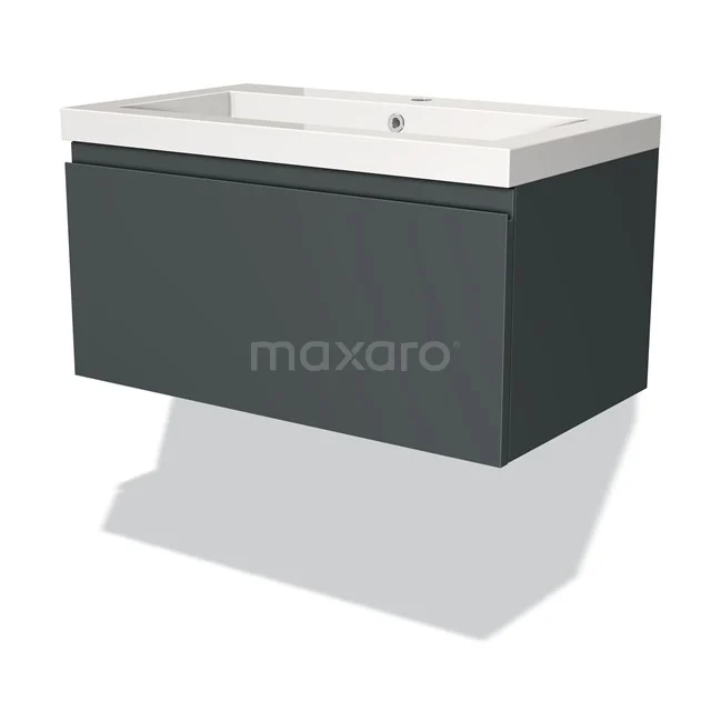 Modulo Vanity units with basin | 80 cm Dark grey Handle-less front Mineral marble 1 drawer BMW11-01483