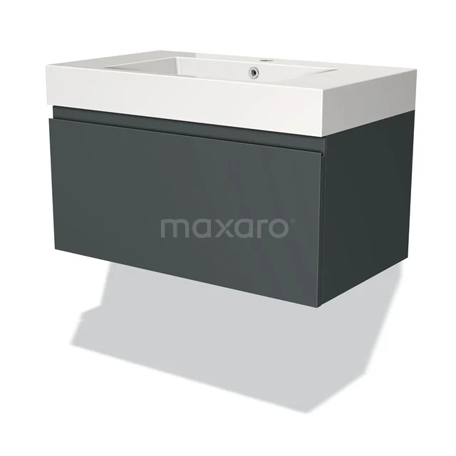 Modulo Vanity units with basin | 80 cm Dark grey Handle-less front Mineral marble 1 drawer BMW11-01485