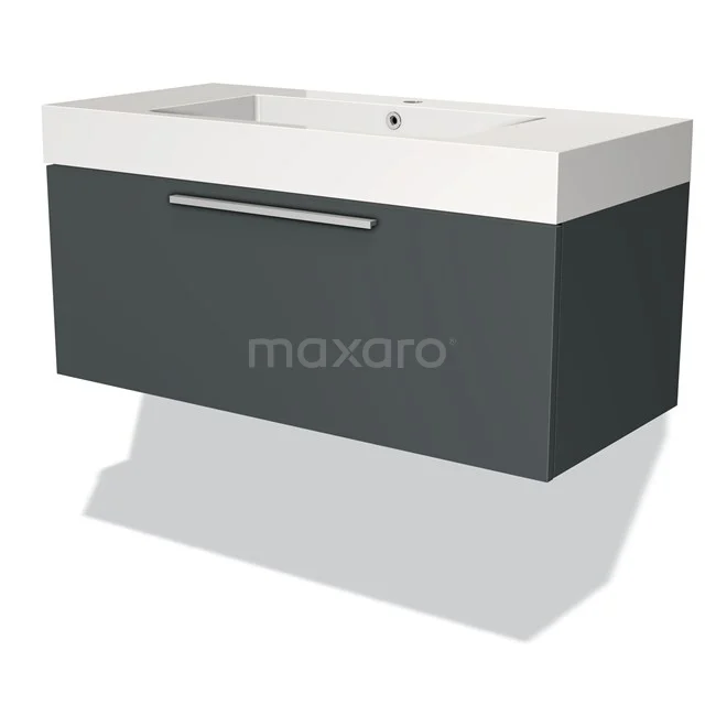 Modulo Vanity units with basin | 100 cm Dark grey Flat front Mineral marble 1 drawer BMW11-01500