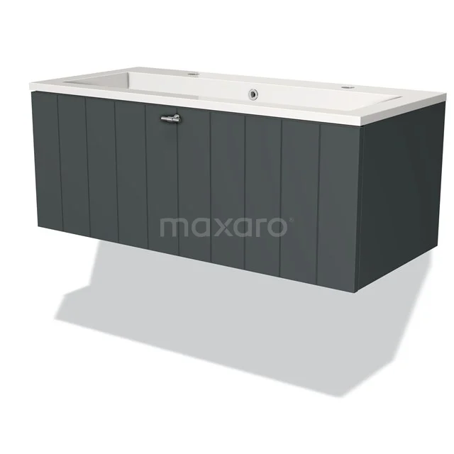 Grey hanging bathroom unit with vanity units with basin, sleek design and vertical panels, ideal for stylish storage options.