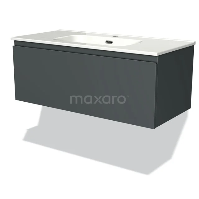 Modulo Vanity units with basin | 100 cm Dark grey Handle-less front Ceramic 1 drawer BMW11-01520