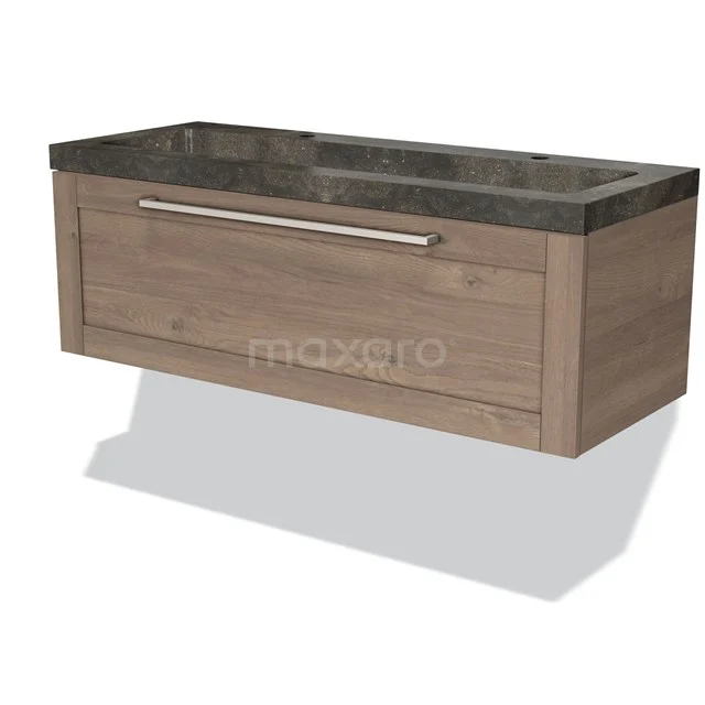 Wooden bathroom unit with drawer, anthracite basin worktop, modern design, ideal for stylish and functional bathrooms.
