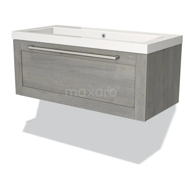 Modulo Vanity units with basin | 100 cm Grey oak Frame front Mineral marble 1 drawer BMW11-02113