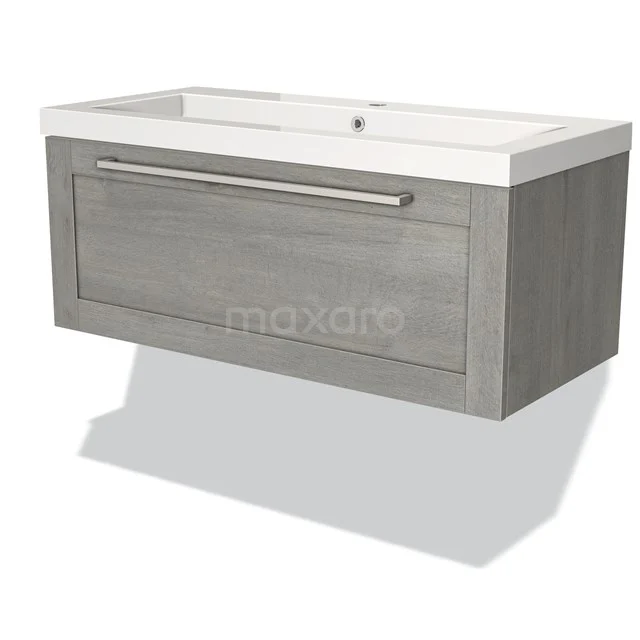 Modulo Vanity units with basin | 100 cm Grey oak Frame front Mineral marble 1 drawer BMW11-02114