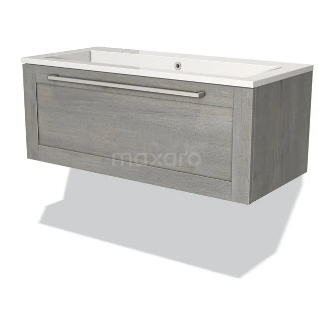 Modulo Vanity units with basin | 100 cm Grey oak Frame front Mineral marble 1 drawer BMW11-02116