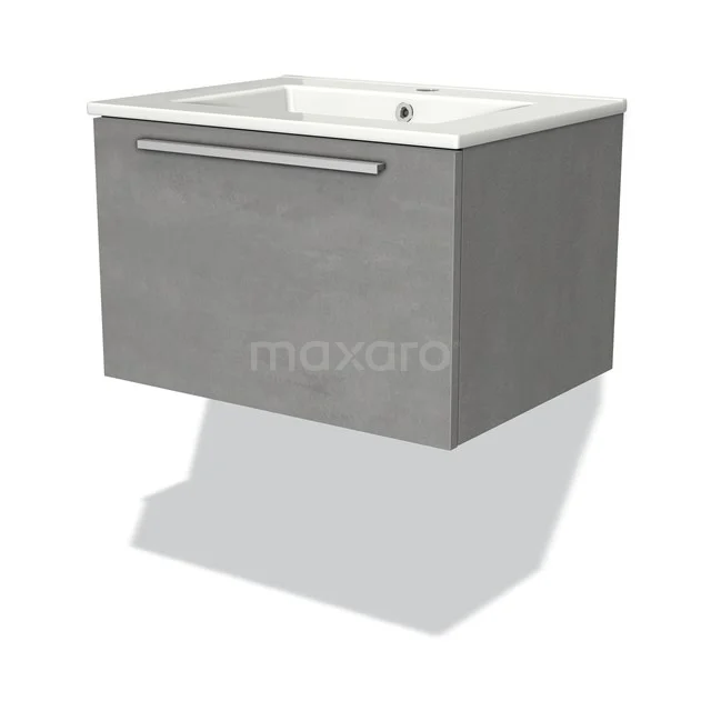 Modulo Vanity units with basin | 60 cm Light grey concrete Flat front Ceramic 1 drawer BMW11-02159