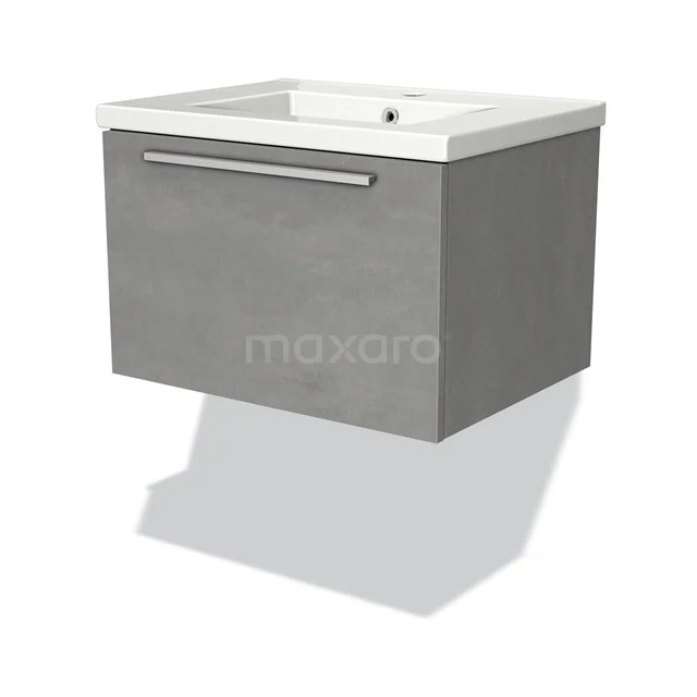Modulo Vanity units with basin | 60 cm Light grey concrete Flat front Ceramic 1 drawer BMW11-02160