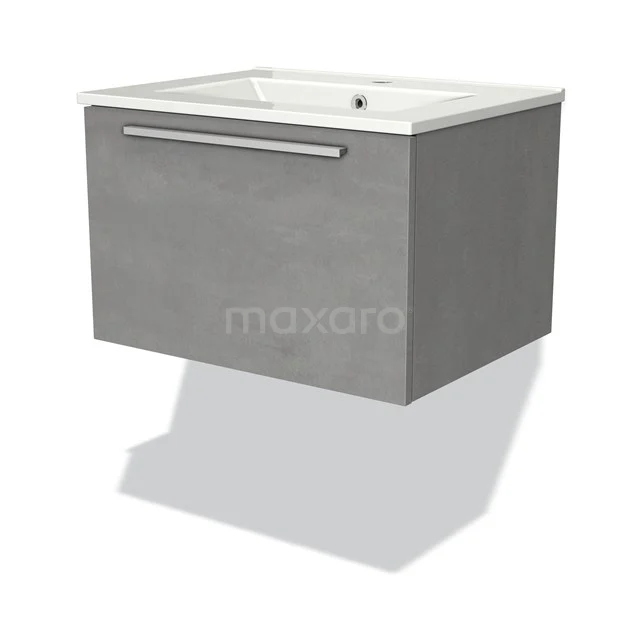 Modulo Vanity units with basin | 60 cm Light grey concrete Flat front Ceramic 1 drawer BMW11-02161