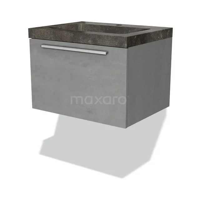 Grey bathroom unit in concrete look with drawers and integrated vanity units with basin, modern design for stylish bathrooms.