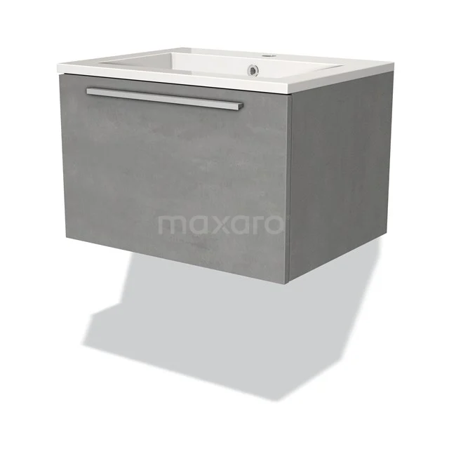 Modulo Vanity units with basin | 60 cm Light grey concrete Flat front Mineral marble 1 drawer BMW11-02167