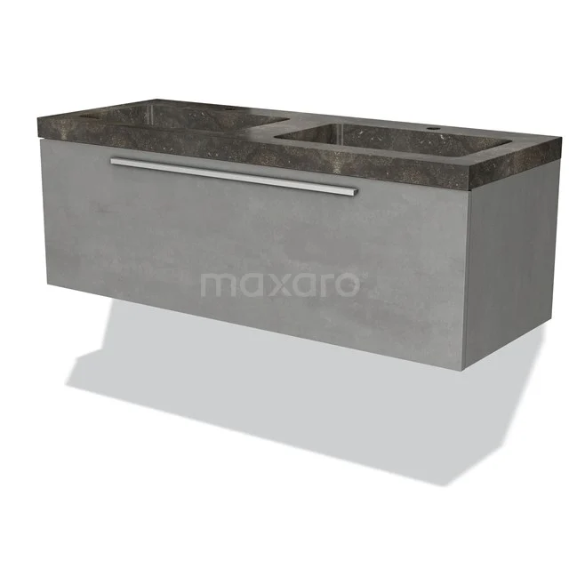 Modulo Badkamermeubel met wastafel | 120 cm Lichtgrijs beton Vlak front Natuursteen 1 lade BMW11-02209