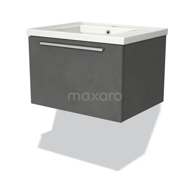 Modulo Vanity units with basin | 60 cm Dark grey concrete Flat front Ceramic 1 drawer BMW11-02217