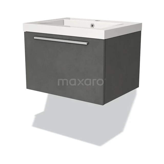 Modulo Vanity units with basin | 60 cm Dark grey concrete Flat front Mineral marble 1 drawer BMW11-02223