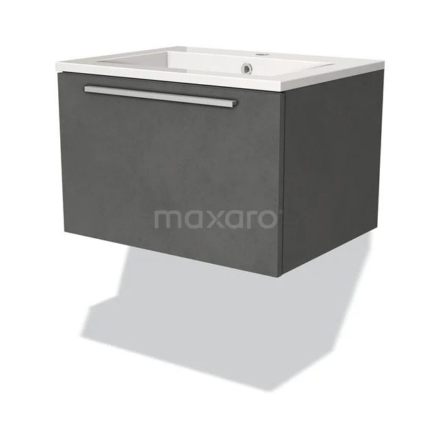 Modulo Vanity units with basin | 60 cm Dark grey concrete Flat front Mineral marble 1 drawer BMW11-02224
