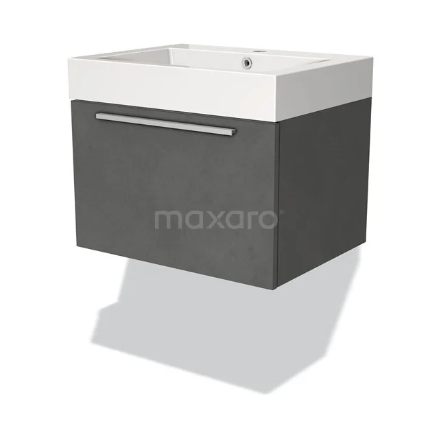 Modulo Vanity units with basin | 60 cm Dark grey concrete Flat front Mineral marble 1 drawer BMW11-02225
