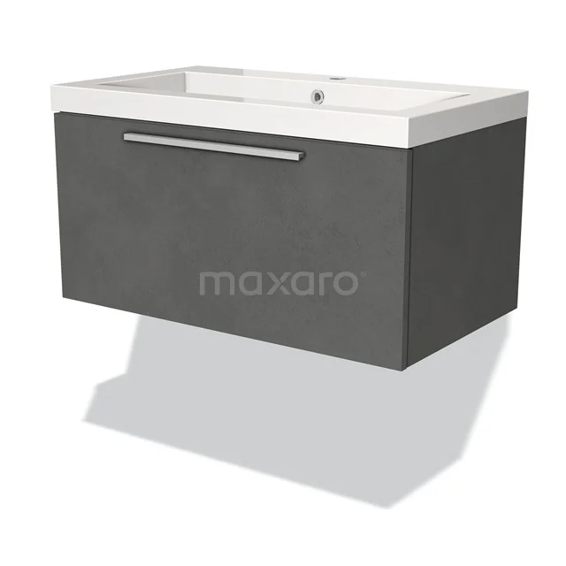 Modulo Vanity units with basin | 80 cm Dark grey concrete Flat front Mineral marble 1 drawer BMW11-02235