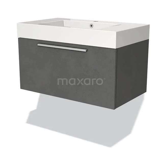 Modulo Vanity units with basin | 80 cm Dark grey concrete Flat front Mineral marble 1 drawer BMW11-02237