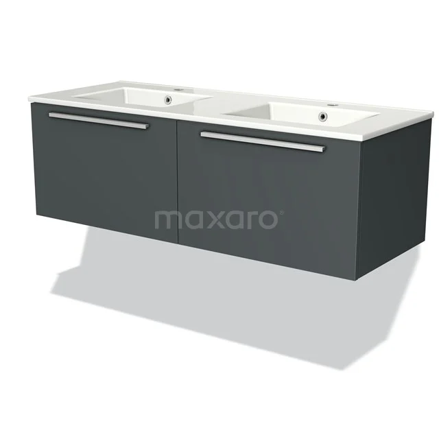 Modulo Vanity units with basin | 120 cm Dark grey Flat front Ceramic 2 Side-by-side drawers BMW12-00222