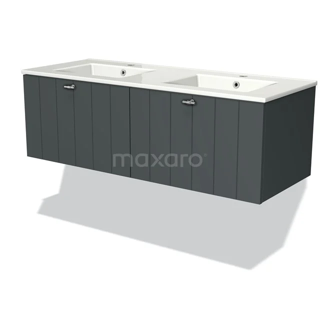 Modulo Vanity units with basin | 120 cm Dark grey Slat front Ceramic 2 Side-by-side drawers BMW12-00234