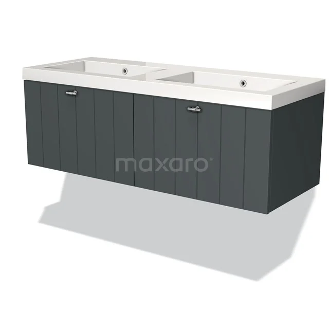 Badkamermeubel 120cm Modulo Donkergrijs 2 Lades Lamel Wastafel Mineraalmarmer BMW12-00241