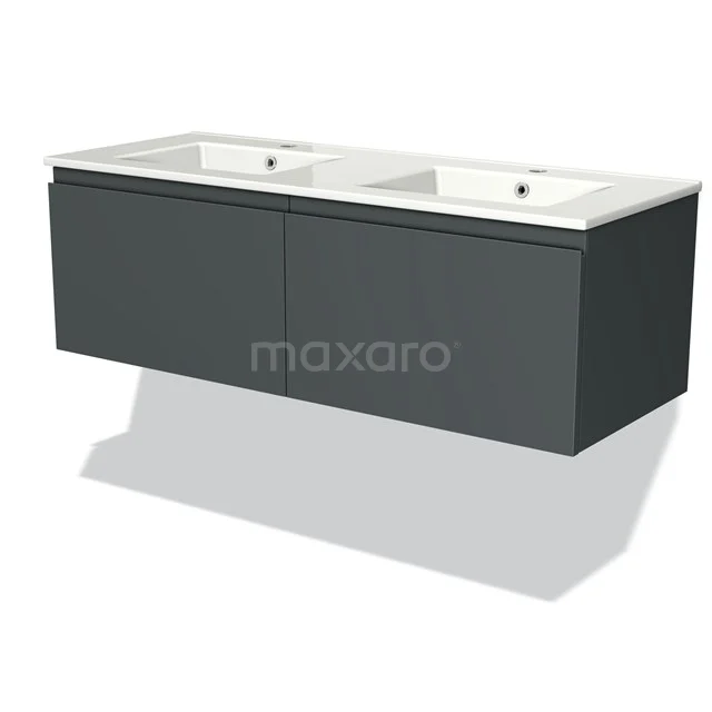 Modulo Vanity units with basin | 120 cm Dark grey Handle-less front Ceramic 2 Side-by-side drawers BMW12-00246