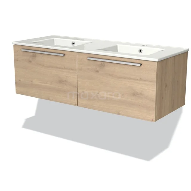 Modulo Vanity units with basin | 120 cm Light brown oak Flat front Ceramic 2 Side-by-side drawers BMW12-00287