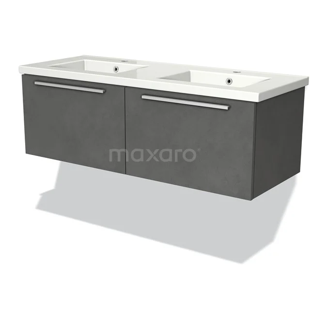 Double vanity unit, anthracite, with drawers and sleek handles, perfect for modern bathroom design.
