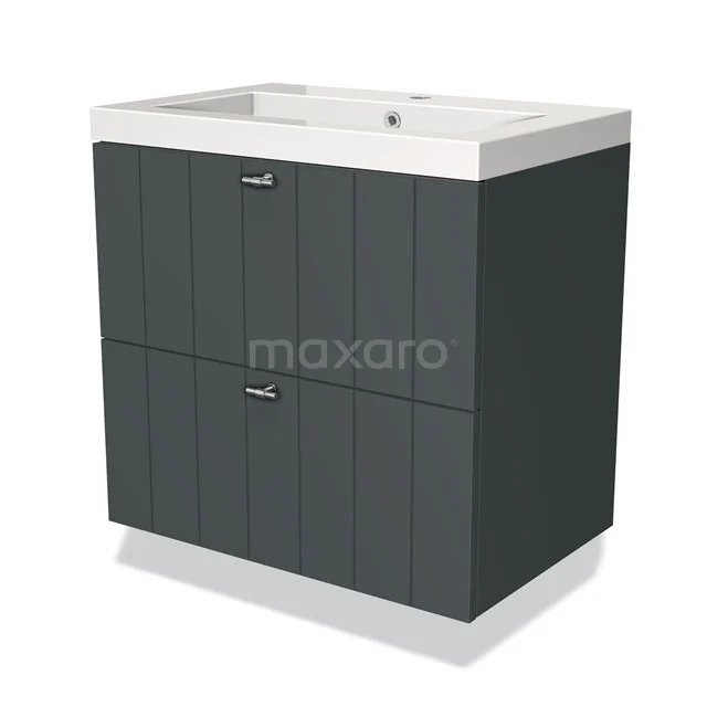 Grey wooden Bathroom unit with two drawers and a built-in white vanity units with basin, ideal for stylish and functional bathrooms.