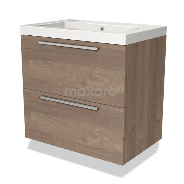 Holz Badmöbel mit zwei Schubladen und weißem Waschbecken, ideal für stilvollen Stauraum in modernen Bädern.