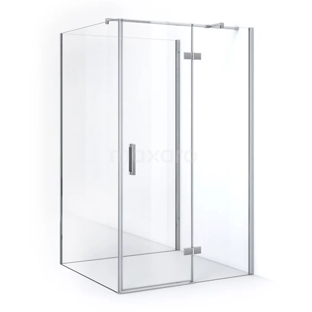 Glas Duschkabine mit silbernem Profil und Drehtür, modernes Design für ein stilvolles Badezimmer.