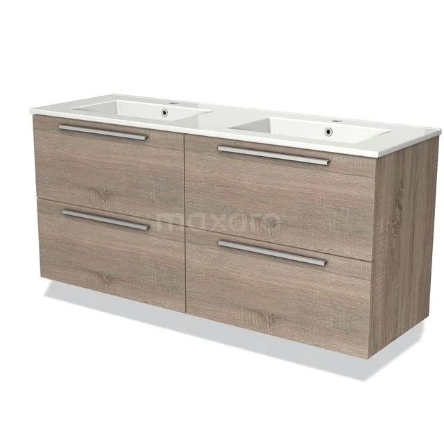 Modulo Vanity units with basin | 140 cm Oak Flat front Ceramic 4 drawers BMW18-00525