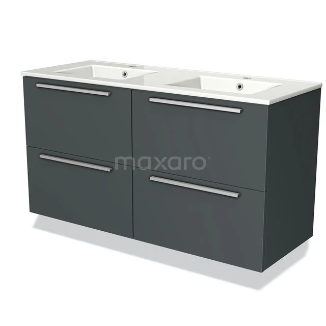 Modulo Vanity units with basin | 120 cm Dark grey Flat front Ceramic 4 drawers BMW18-00609
