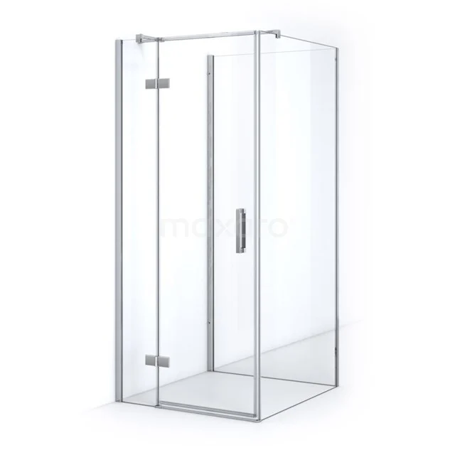 Pearl Duschkabine | 90x80 cm Chrom Drehtür Rechteck CPHV-080953310C Glasene Duschkabine mit Drehtür, silberfarbene Profile und modernem Design, ideal für ein stilvolles Badezimmer.