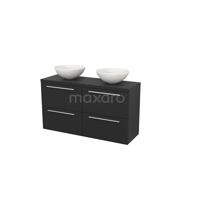Modulo+ Plato Slim Badkamermeubel voor waskom | 120 cm Carbon Vlak front Carbon blad 4 lades BMD000182