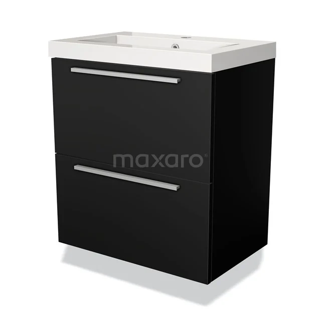 Modulo Slim Vanity units with basin | 60 cm Matte black Flat front Mineral marble 2 Stacked drawers BMW37-00065