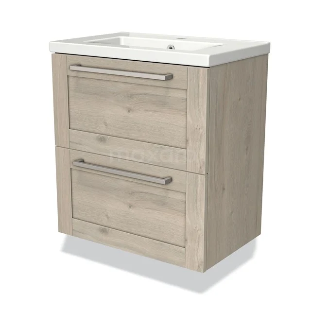 Wooden Bathroom unit with two drawers and white vanity units with basin, modern design, ideal for stylish storage space in the bathroom.