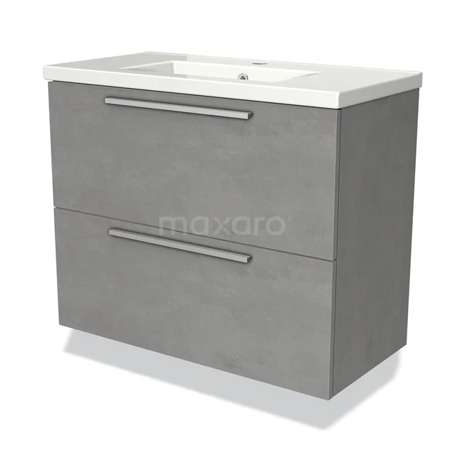 Grey Bathroom unit with two drawers, Rectangular basin and sleek design, ideal for modern bathrooms.