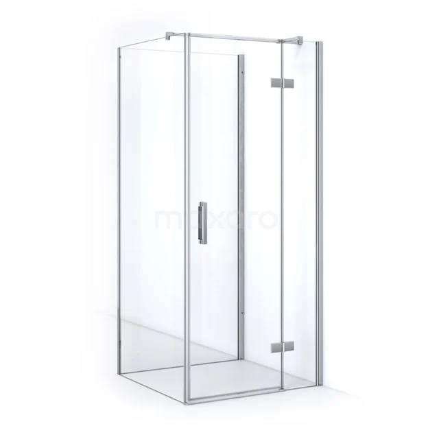 Eck-Duschkabine aus Klarglas mit Scharnier-Tür, modernes Design ideal für jedes Badezimmer, Serie Elegance Chrome.