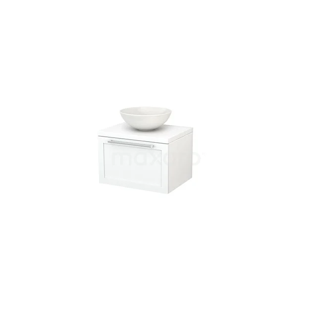 White hanging bathroom unit with ceramic countertop wash basin, compact design, modern style, ideal for smaller bathrooms.
