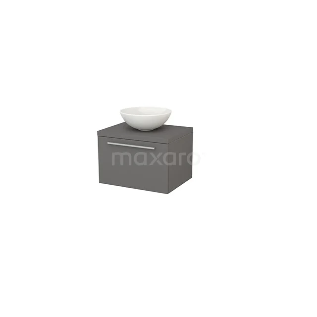 Modulo+ Plato Badkamermeubel voor waskom | 60 cm Basalt Vlak front Basalt blad 1 lade BMK001050